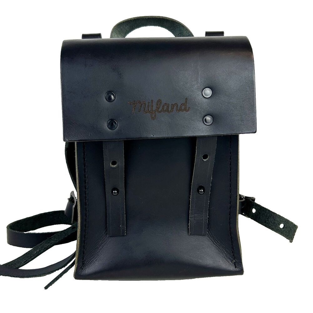 Mifland Bedford Bag USA Made Full Leather Backpack Black Rucksack Adjustable Med